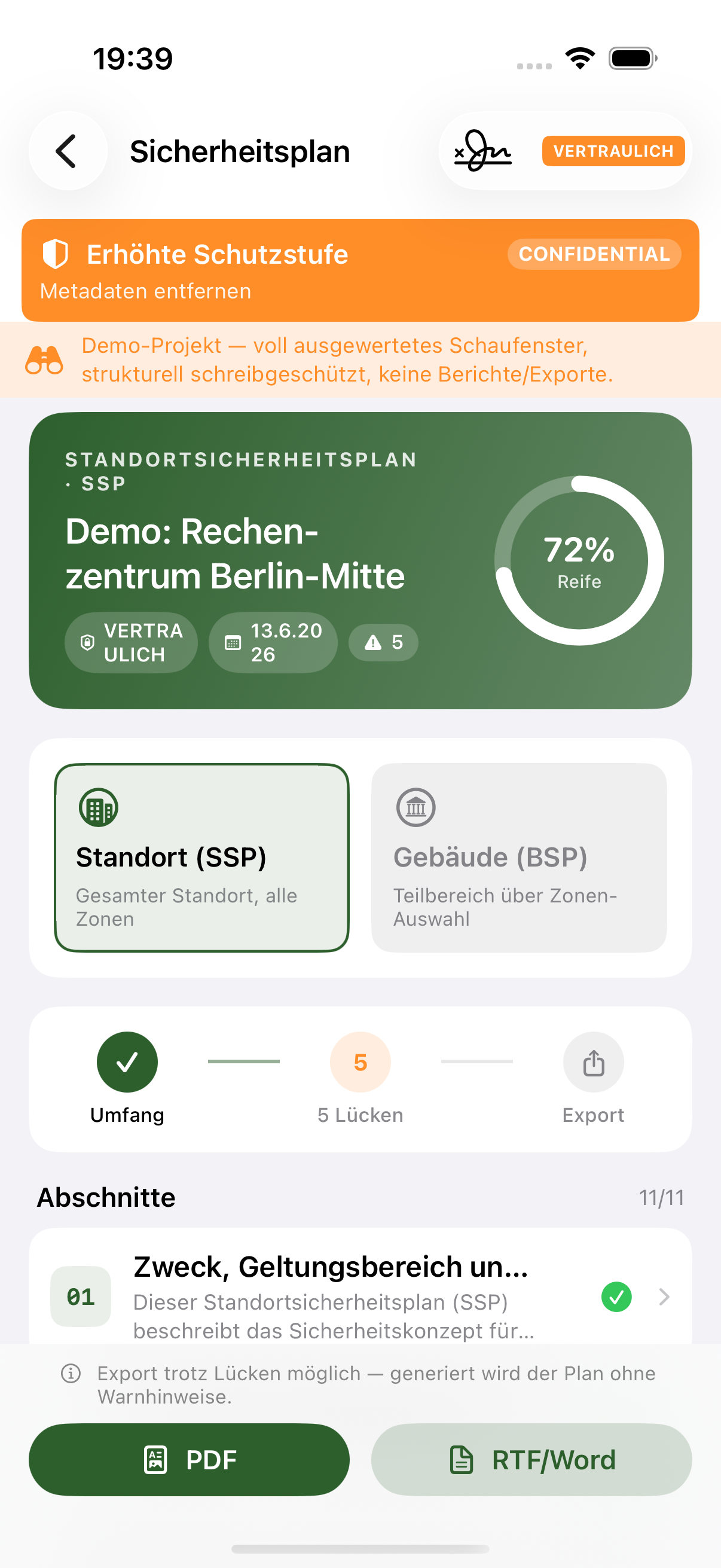 Security plan generator iOS